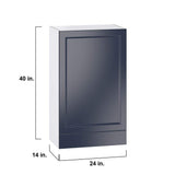 J COLLECTION Devon Painted 24 in. W x 40 in. H x 14 in. D Blue Recessed Assembled Wall Kitchen Cabinet with 1-Draw