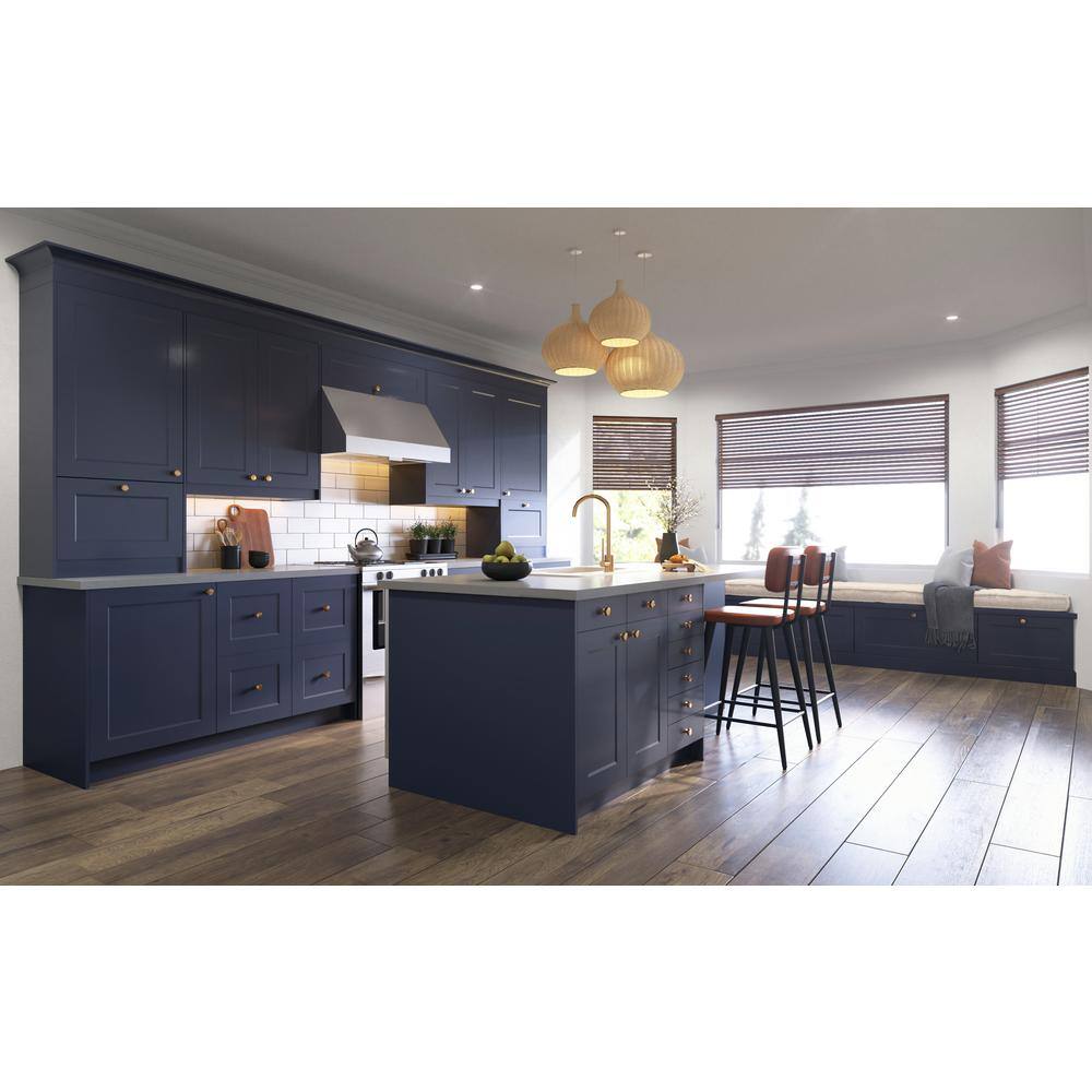 J COLLECTION Devon 30 in. W x 40 in. H x 14 in. D Painted Blue Recessed Assembled Wall Blind corner Kitchen Cabinet