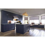 J COLLECTION Devon 30 in. W x 40 in. H x 14 in. D Painted Blue Recessed Assembled Wall Blind corner Kitchen Cabinet