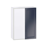 J COLLECTION Devon 30 in. W x 40 in. H x 14 in. D Painted Blue Recessed Assembled Wall Blind corner Kitchen Cabinet