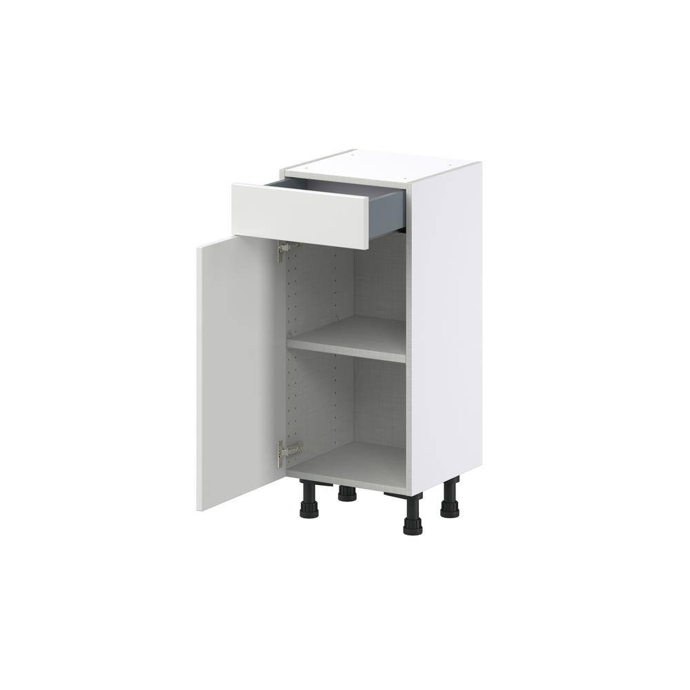 J COLLECTION 15 in. W x 14 in. D x 34.5 in. H Alton Painted White Shaker Assembled Shallow Base Kitchen Cabinet with a Drawer