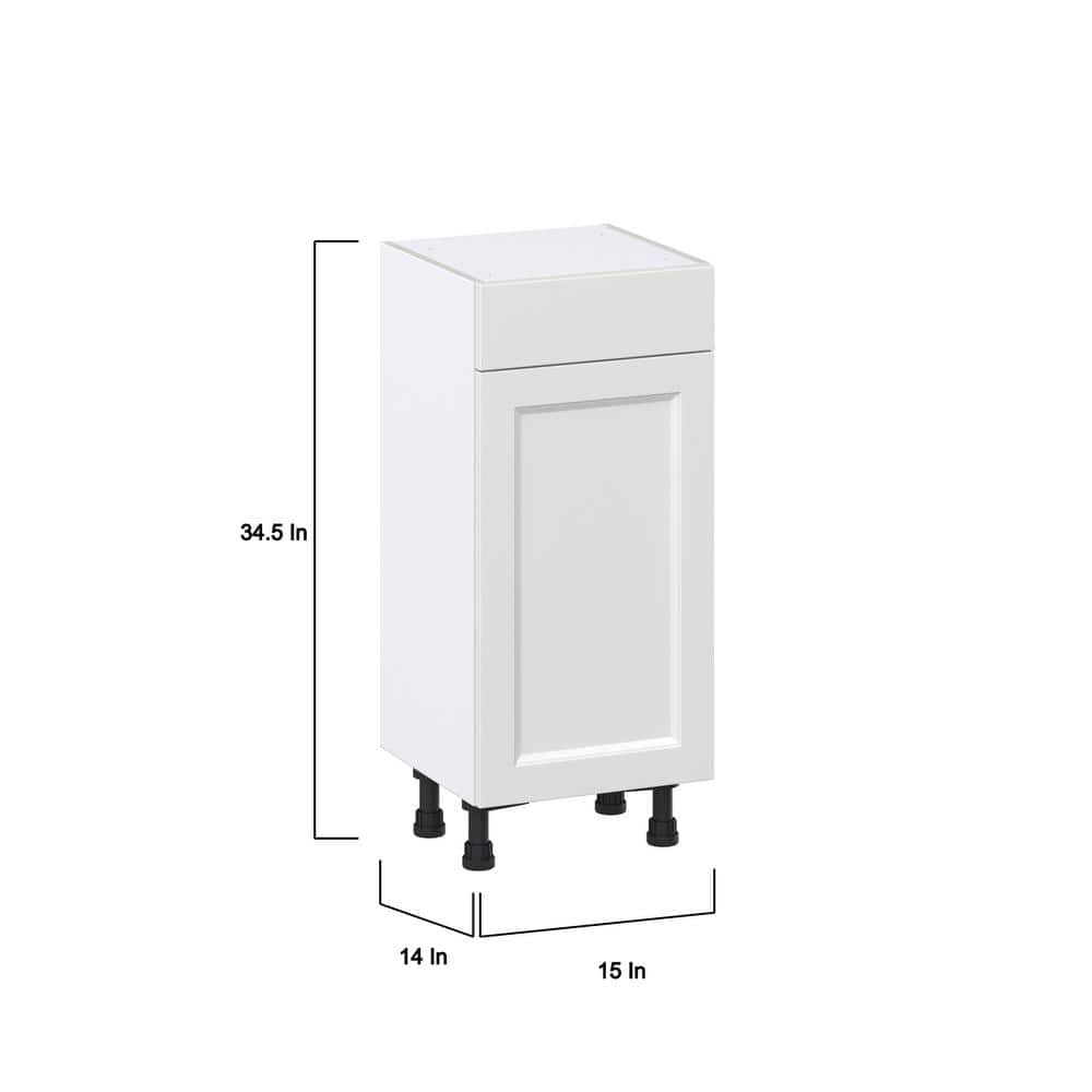 J COLLECTION 15 in. W x 14 in. D x 34.5 in. H Alton Painted White Shaker Assembled Shallow Base Kitchen Cabinet with a Drawer