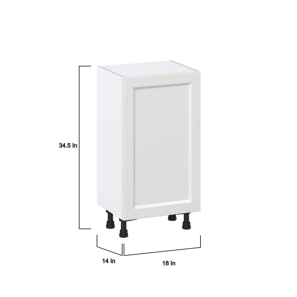 J COLLECTION 18 in. W x 14 in. D x 34.5 in. H Alton Painted White Shaker Assembled Shallow Base Kitchen Cabinet with Inner Drawers