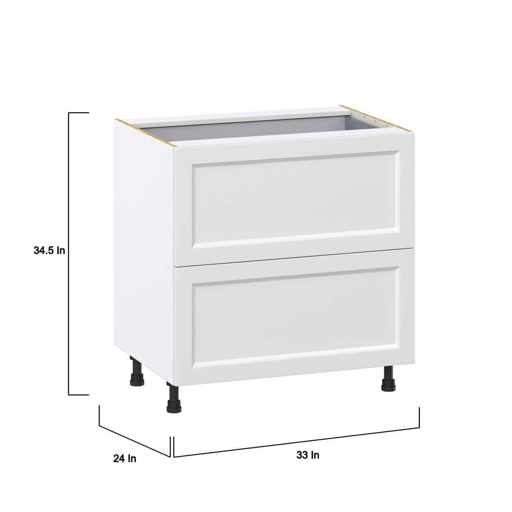 J COLLECTION Alton Painted 33 in. W x 34.5 in. H x 24 in. D in White Shaker Assembled Base Kitchen Cabinet with 3-Drawers