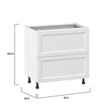 J COLLECTION Alton Painted 33 in. W x 34.5 in. H x 24 in. D in White Shaker Assembled Base Kitchen Cabinet with 3-Drawers