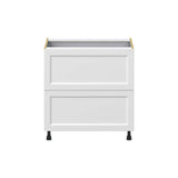 J COLLECTION Alton Painted 33 in. W x 34.5 in. H x 24 in. D in White Shaker Assembled Base Kitchen Cabinet with 3-Drawers