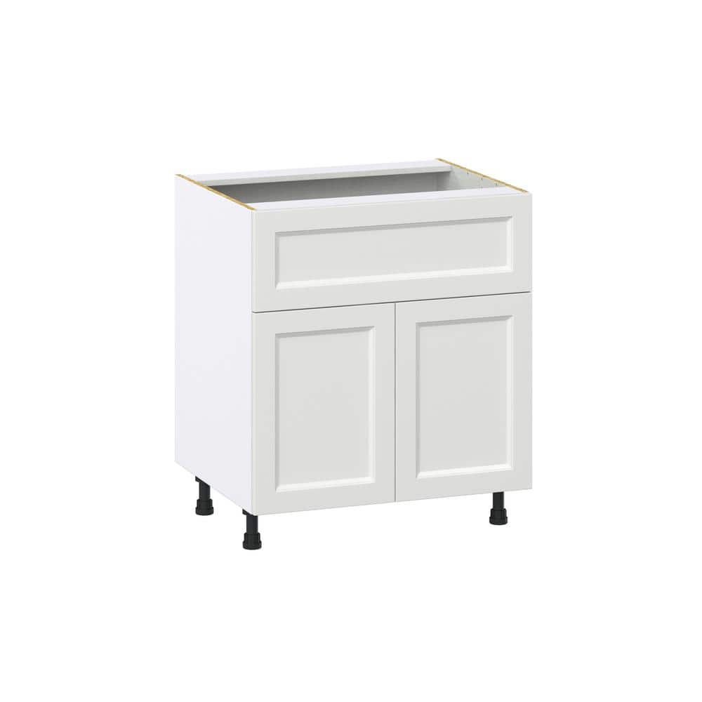 J COLLECTION Alton 30 in. W x 24 in. D x 34.5 in. H Painted White Shaker Assembled Base Kitchen Cabinet with a 10 in. Drawer