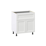 J COLLECTION Alton 30 in. W x 24 in. D x 34.5 in. H Painted White Shaker Assembled Base Kitchen Cabinet with a 10 in. Drawer