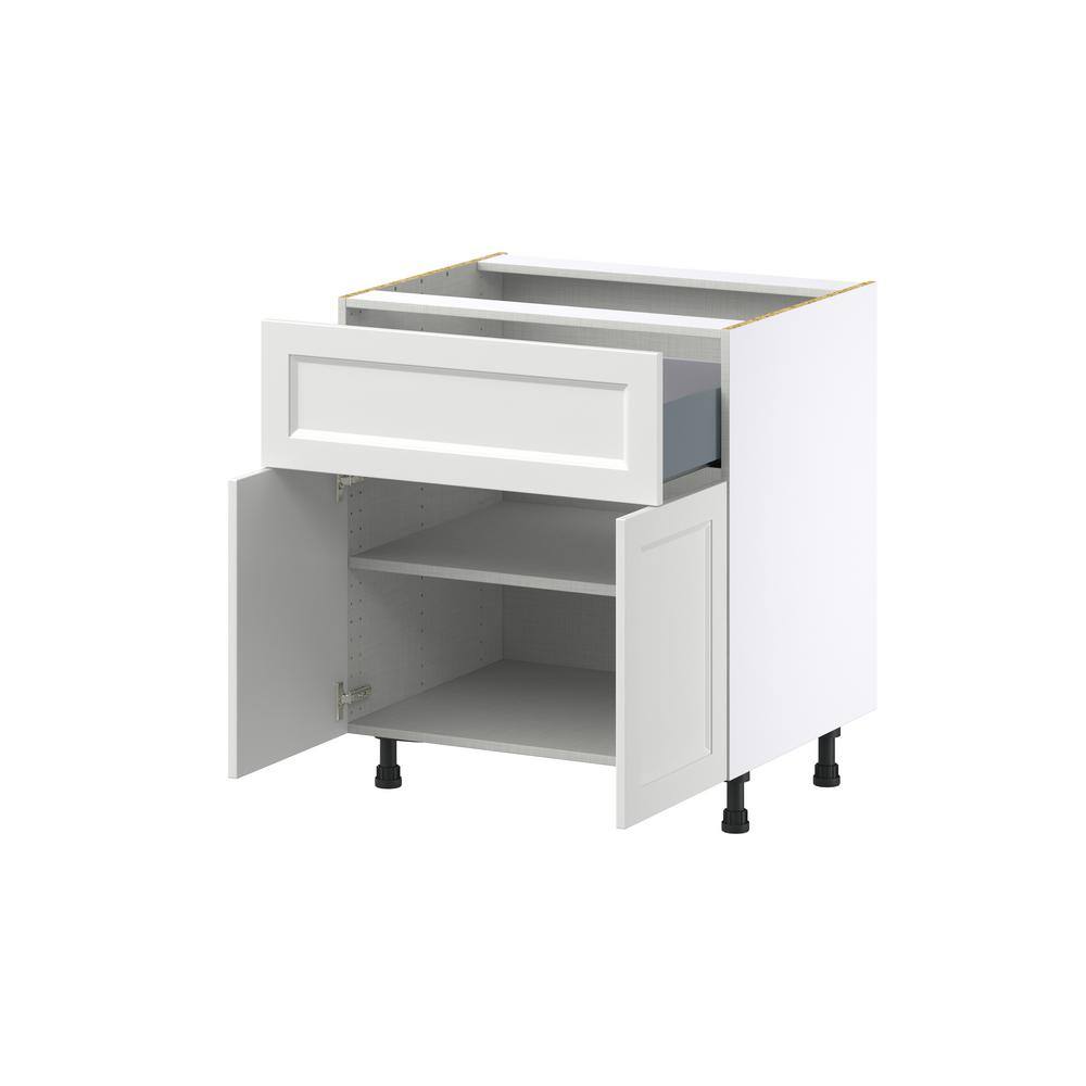 J COLLECTION Alton 30 in. W x 24 in. D x 34.5 in. H Painted White Shaker Assembled Base Kitchen Cabinet with a 10 in. Drawer