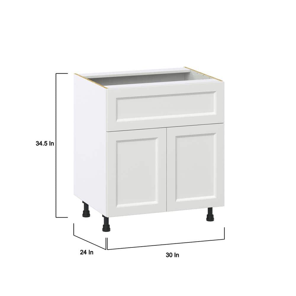 J COLLECTION Alton 30 in. W x 24 in. D x 34.5 in. H Painted White Shaker Assembled Base Kitchen Cabinet with a 10 in. Drawer