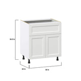 J COLLECTION Alton 30 in. W x 24 in. D x 34.5 in. H Painted White Shaker Assembled Base Kitchen Cabinet with a 10 in. Drawer