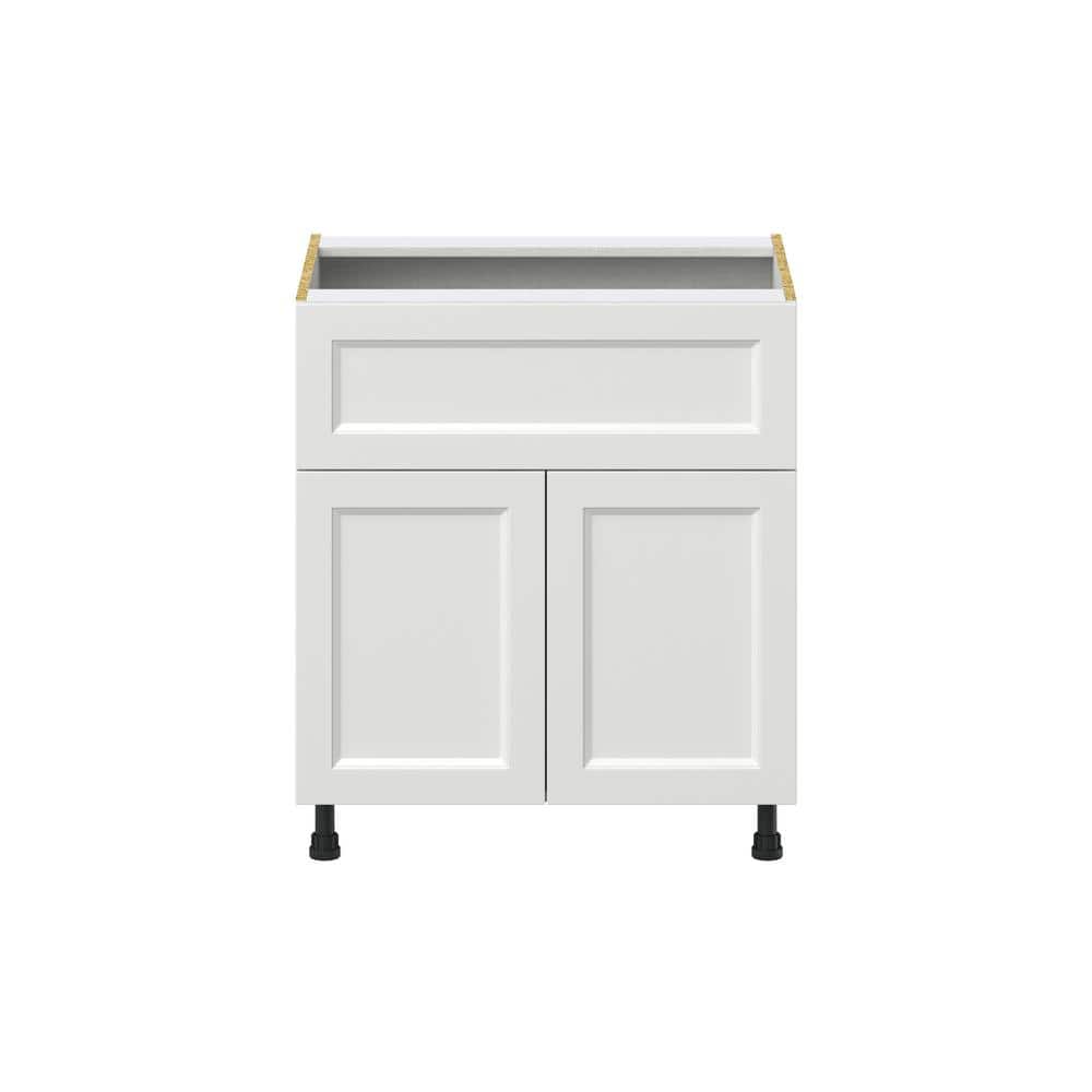 J COLLECTION Alton 30 in. W x 24 in. D x 34.5 in. H Painted White Shaker Assembled Base Kitchen Cabinet with a 10 in. Drawer