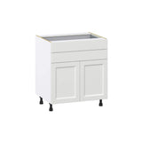J COLLECTION Alton 30 in. W x 24 in. D x 34.5 in. H Painted White Shaker Assembled Base Kitchen Cabinet with Two 5 in. Drawers