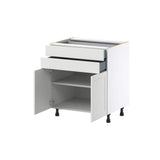 J COLLECTION Alton 30 in. W x 24 in. D x 34.5 in. H Painted White Shaker Assembled Base Kitchen Cabinet with Two 5 in. Drawers