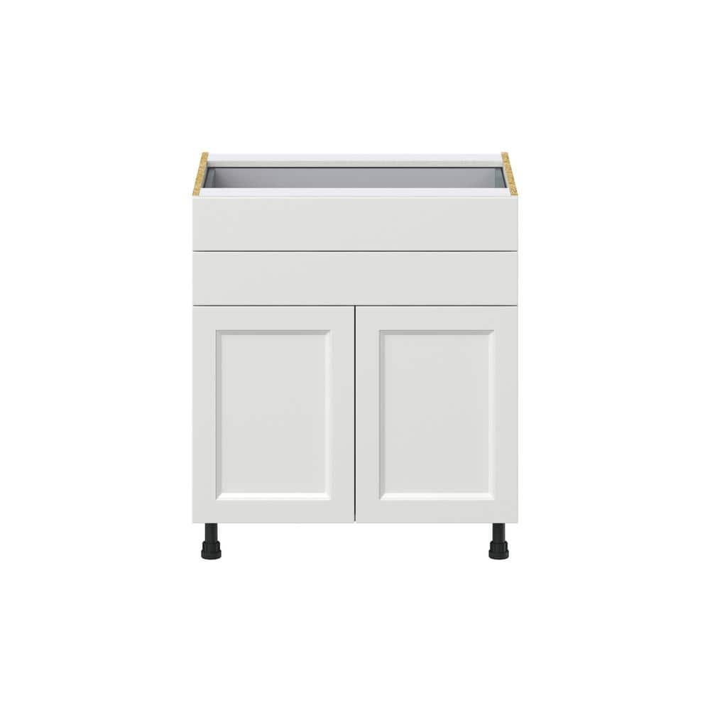 J COLLECTION Alton 30 in. W x 24 in. D x 34.5 in. H Painted White Shaker Assembled Base Kitchen Cabinet with Two 5 in. Drawers