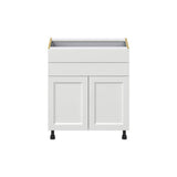 J COLLECTION Alton 30 in. W x 24 in. D x 34.5 in. H Painted White Shaker Assembled Base Kitchen Cabinet with Two 5 in. Drawers