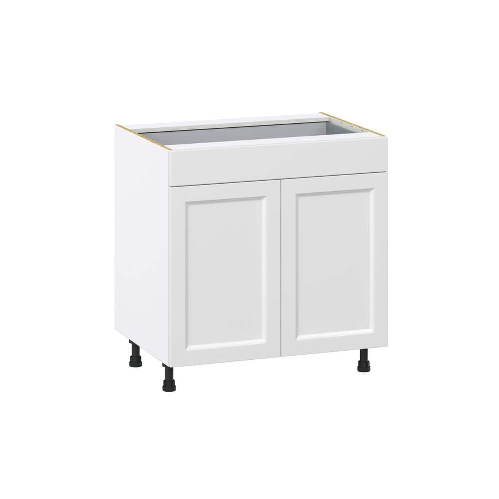 J COLLECTION Alton 33 in. W x 24 in. D x 34.5 in. H Painted White Shaker Assembled Base Kitchen Cabinet with a Drawer