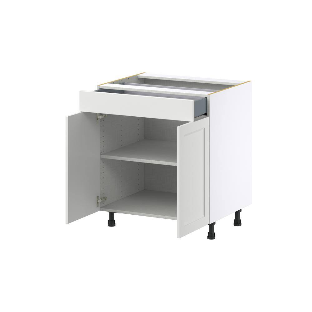 J COLLECTION Alton 33 in. W x 24 in. D x 34.5 in. H Painted White Shaker Assembled Base Kitchen Cabinet with a Drawer