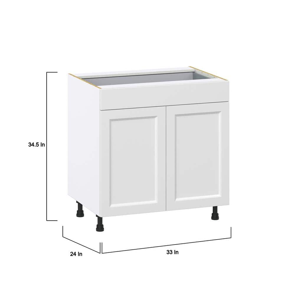 J COLLECTION Alton 33 in. W x 24 in. D x 34.5 in. H Painted White Shaker Assembled Base Kitchen Cabinet with a Drawer