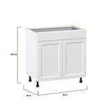 J COLLECTION Alton 33 in. W x 24 in. D x 34.5 in. H Painted White Shaker Assembled Base Kitchen Cabinet with a Drawer