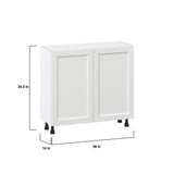 J COLLECTION 36 in. W x 14 in. D x 34.5 in. H Alton Painted White Shaker Assembled Shallow Base Kitchen Cabinet with 2-Doors