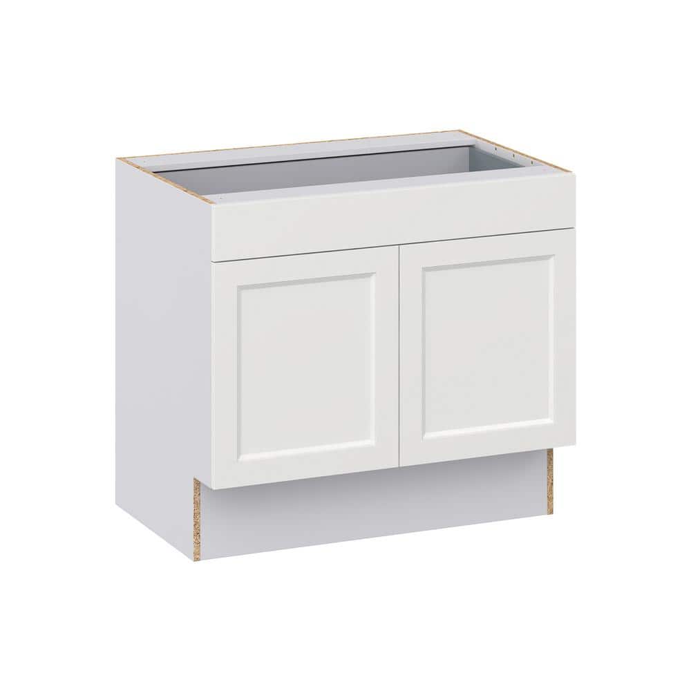J COLLECTION Alton Painted White Recessed Assembled 36 in. W x 32.5 in. H x 23.75 in. D Accessible ADA 1 Drawer Base Kitchen Cabinet
