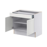J COLLECTION Alton Painted White Recessed Assembled 36 in. W x 32.5 in. H x 23.75 in. D Accessible ADA 1 Drawer Base Kitchen Cabinet