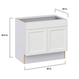 J COLLECTION Alton Painted White Recessed Assembled 36 in. W x 32.5 in. H x 23.75 in. D Accessible ADA 1 Drawer Base Kitchen Cabinet