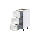 J COLLECTION 15 in. W x 24 in. D x 34.5 in. H Alton Painted White Shaker Assembled Base Kitchen Cabinet with 3-Drawers