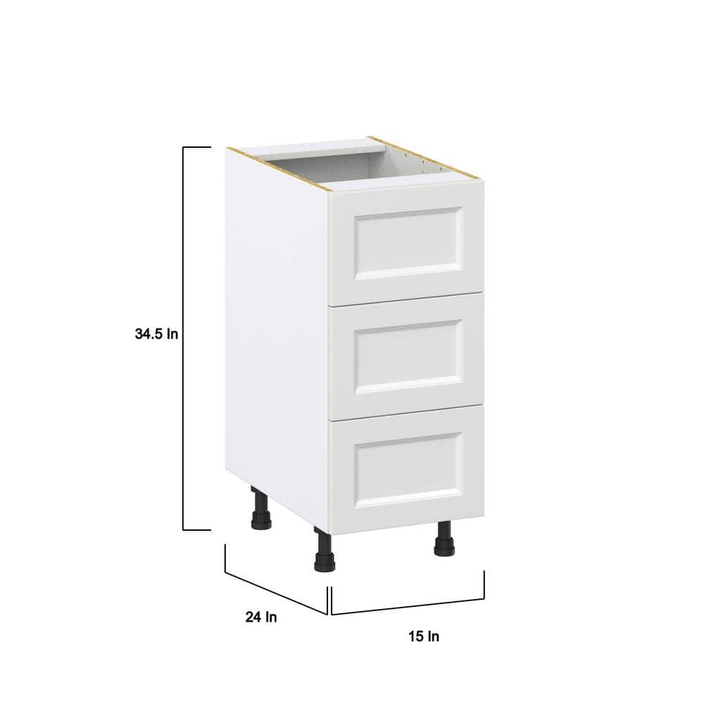 J COLLECTION 15 in. W x 24 in. D x 34.5 in. H Alton Painted White Shaker Assembled Base Kitchen Cabinet with 3-Drawers