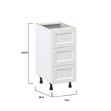 J COLLECTION 15 in. W x 24 in. D x 34.5 in. H Alton Painted White Shaker Assembled Base Kitchen Cabinet with 3-Drawers