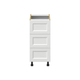 J COLLECTION 15 in. W x 24 in. D x 34.5 in. H Alton Painted White Shaker Assembled Base Kitchen Cabinet with 3-Drawers