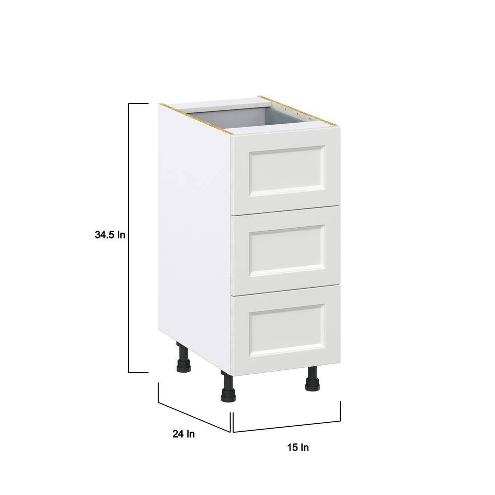 J COLLECTION 15 in. W x 24 in. D x 34.5 in. H Alton Painted White Shaker Assembled Base Kitchen Cabinet with Inner Drawer