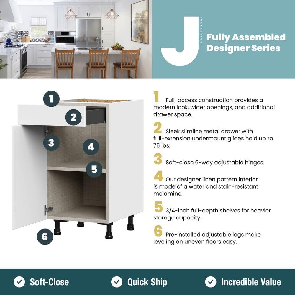 J COLLECTION Alton Painted 30 in. W x 89.5 in. H x 24 in. D in White Shaker Assembled Pantry Microwave Kitchen Cabinet with 3 Drawers
