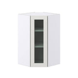 J COLLECTION 24 in. W x 40 in. H x 14 in. D Littleton Painted Light Gray Recessed Assembled GlassWall Diagonal Corner Kitchen Cabinet