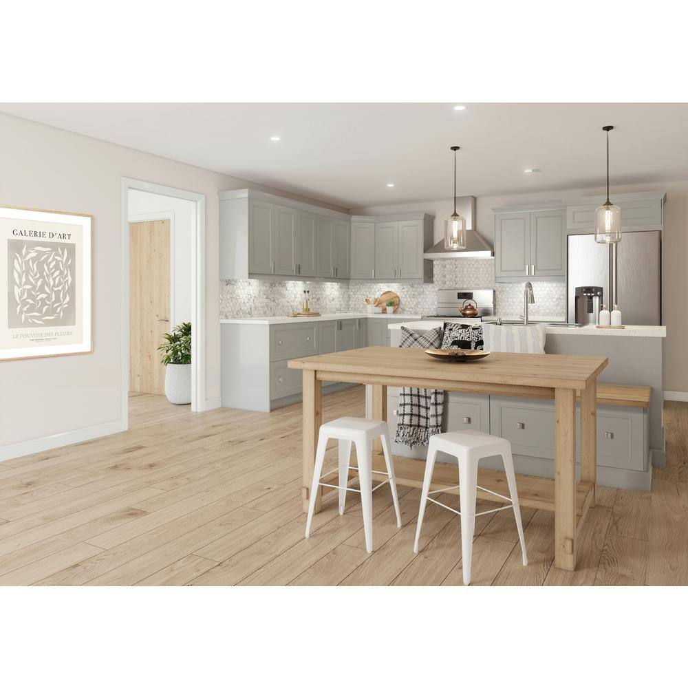 J COLLECTION 30 in. W X 40 in. H X 14 in. D Littleton Painted Light Gray Recessed Assembled Wall Blind corner Kitchen Cabinet