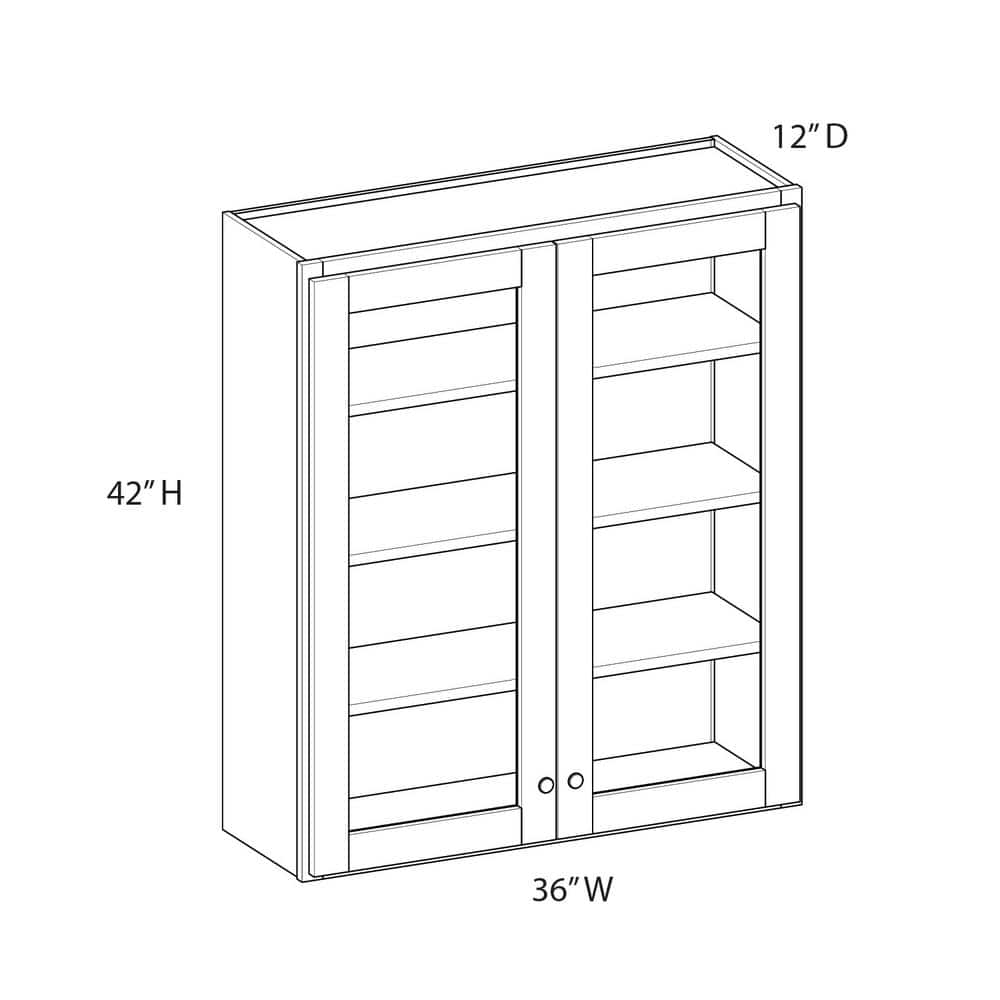 Norfolk Assembled 36 in. W x 42 in. H x 12 in. D Plywood Glass Door Wall Cabinet w/Finished Interior in Painted White