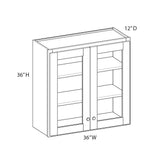 Norfolk Assembled 36 in. W x 36 in. H x 12 in. D Plywood Frosted Glass Door Wall Cabinet in Painted White