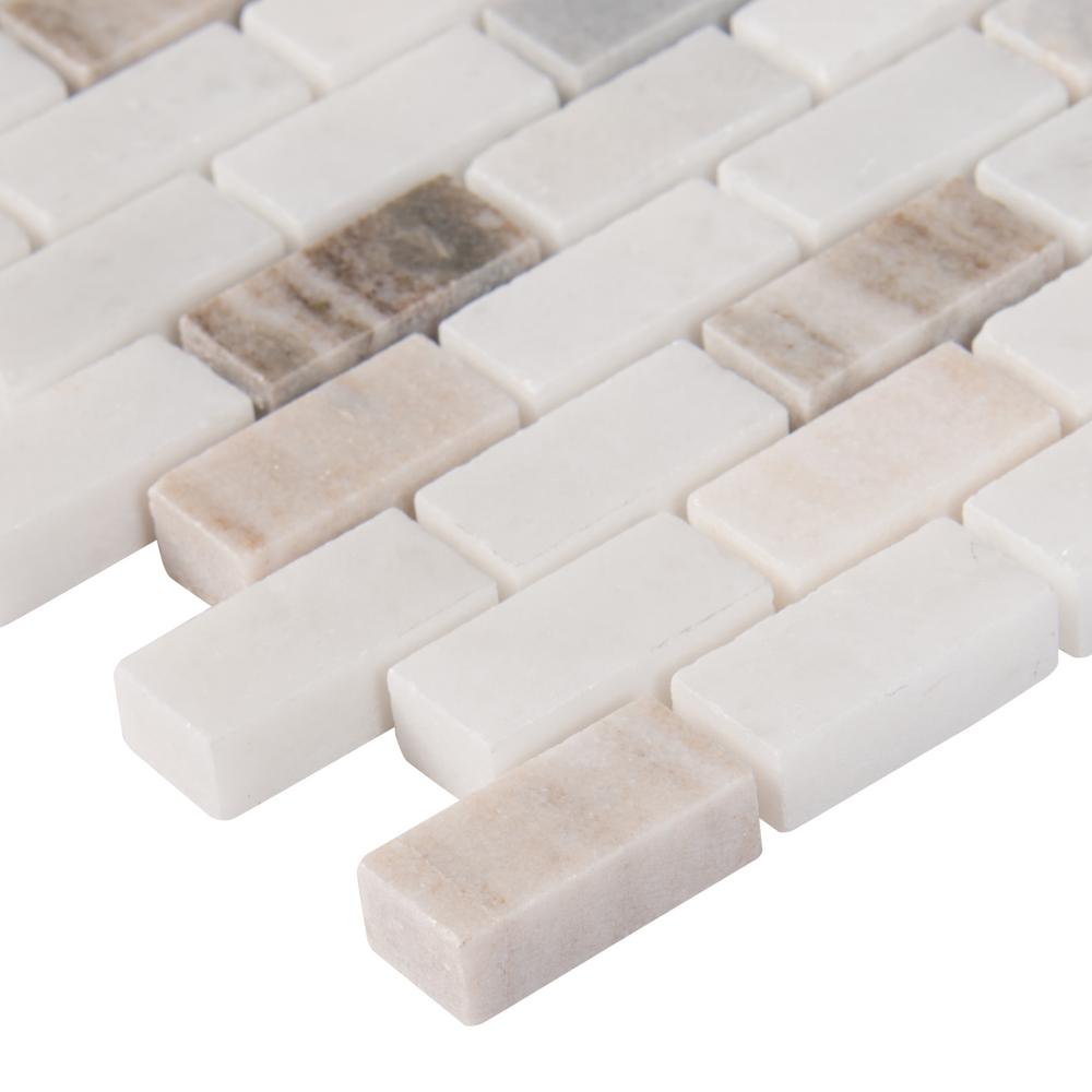 MSI Palisandro Mini Brick 12 in. x 12 in. x 10 mm Polished Marble Mesh-Mounted Mosaic Tile (10 sq. ft./Case)