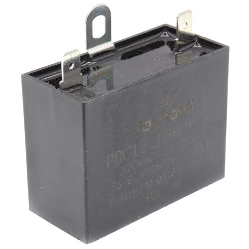 Packard PDC15 capacitor - detail view (Voltage: 370V; MFD: 15)