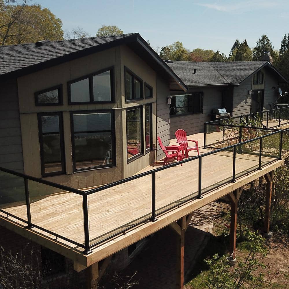 Peak Aluminum Railing 6 ft. Matte Black Aluminum Deck Railing Hand and Base Rail for 36 in. high system