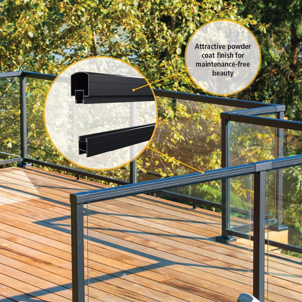 Peak Aluminum Railing 6 ft. Matte Black Aluminum Deck Railing Hand and Base Rail for 36 in. high system