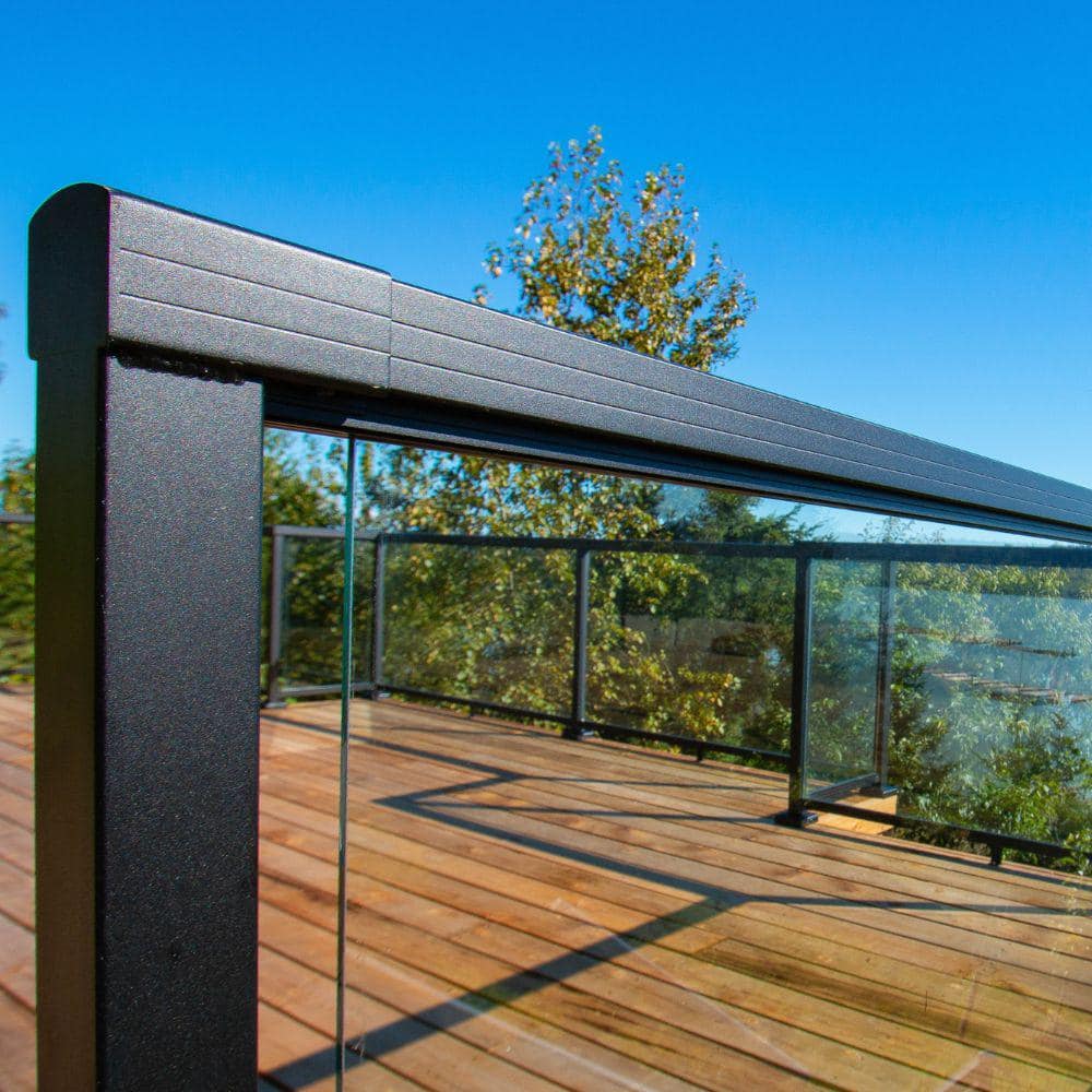 Peak Aluminum Railing 6 ft. Matte Black Aluminum Deck Railing Hand and Base Rail for 36 in. high system