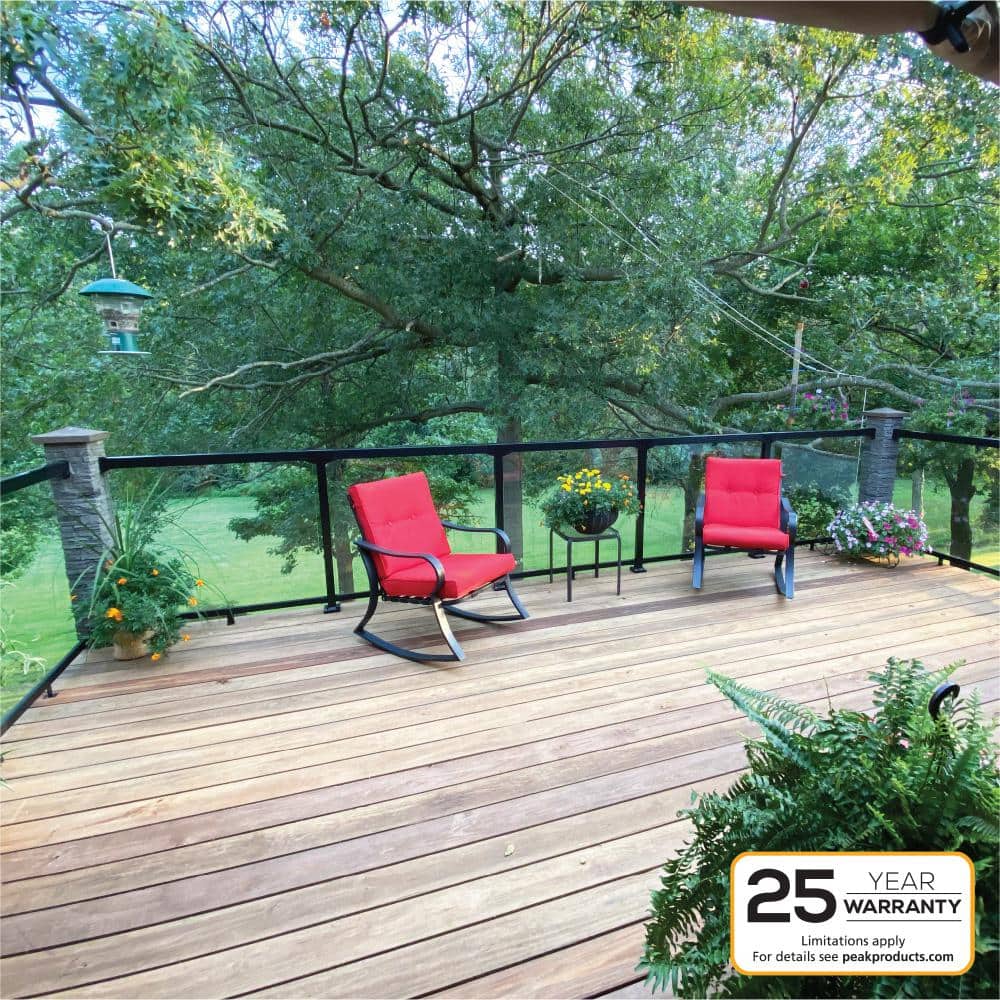 Peak Aluminum Railing 36 in. H x 6 in. W Aluminum Deck Railing Tinted Glass Panel Kit for 36 in. high system