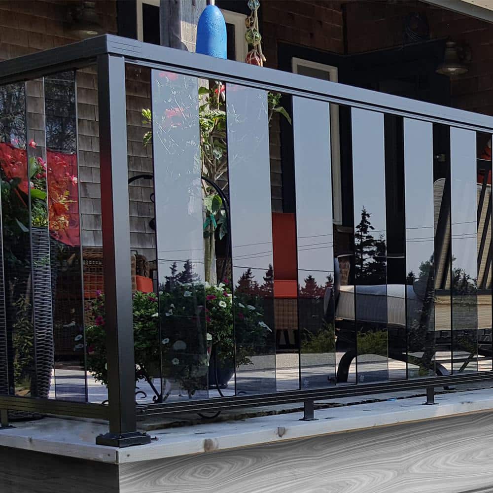 Peak Aluminum Railing 36 in. H x 6 in. W Aluminum Deck Railing Tinted Glass Panel Kit for 36 in. high system