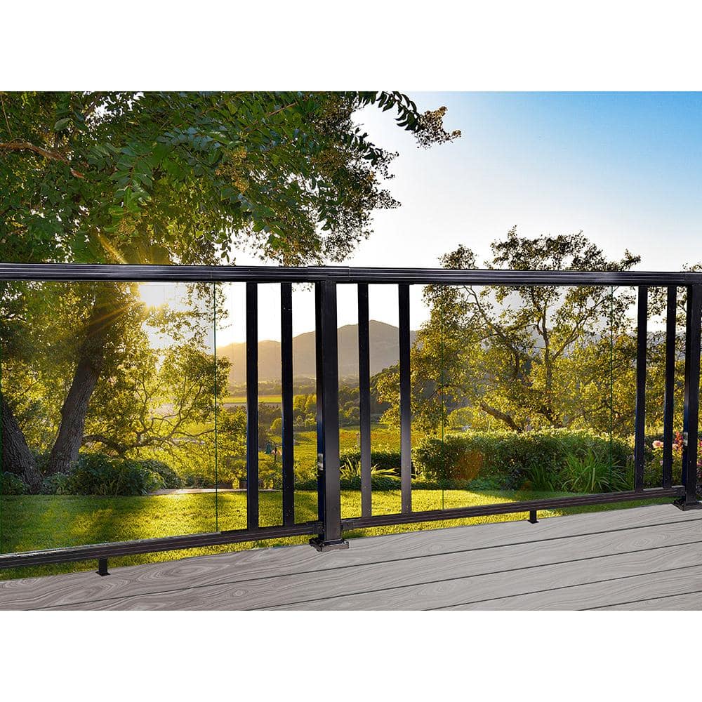 Peak Aluminum Railing 6 ft. Black Aluminum Deck Railing Hand and Base Rail for 42 in. High System