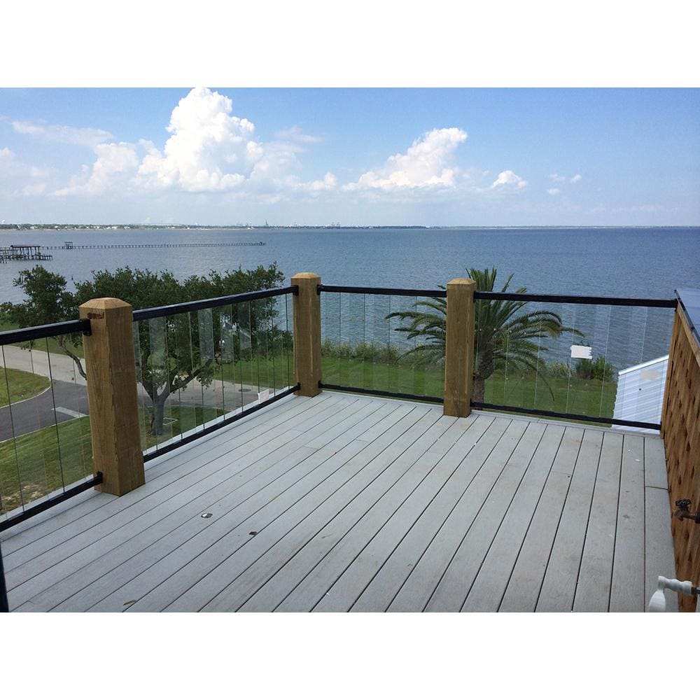 Peak Aluminum Railing 6 ft. Black Aluminum Deck Railing Hand and Base Rail for 42 in. High System