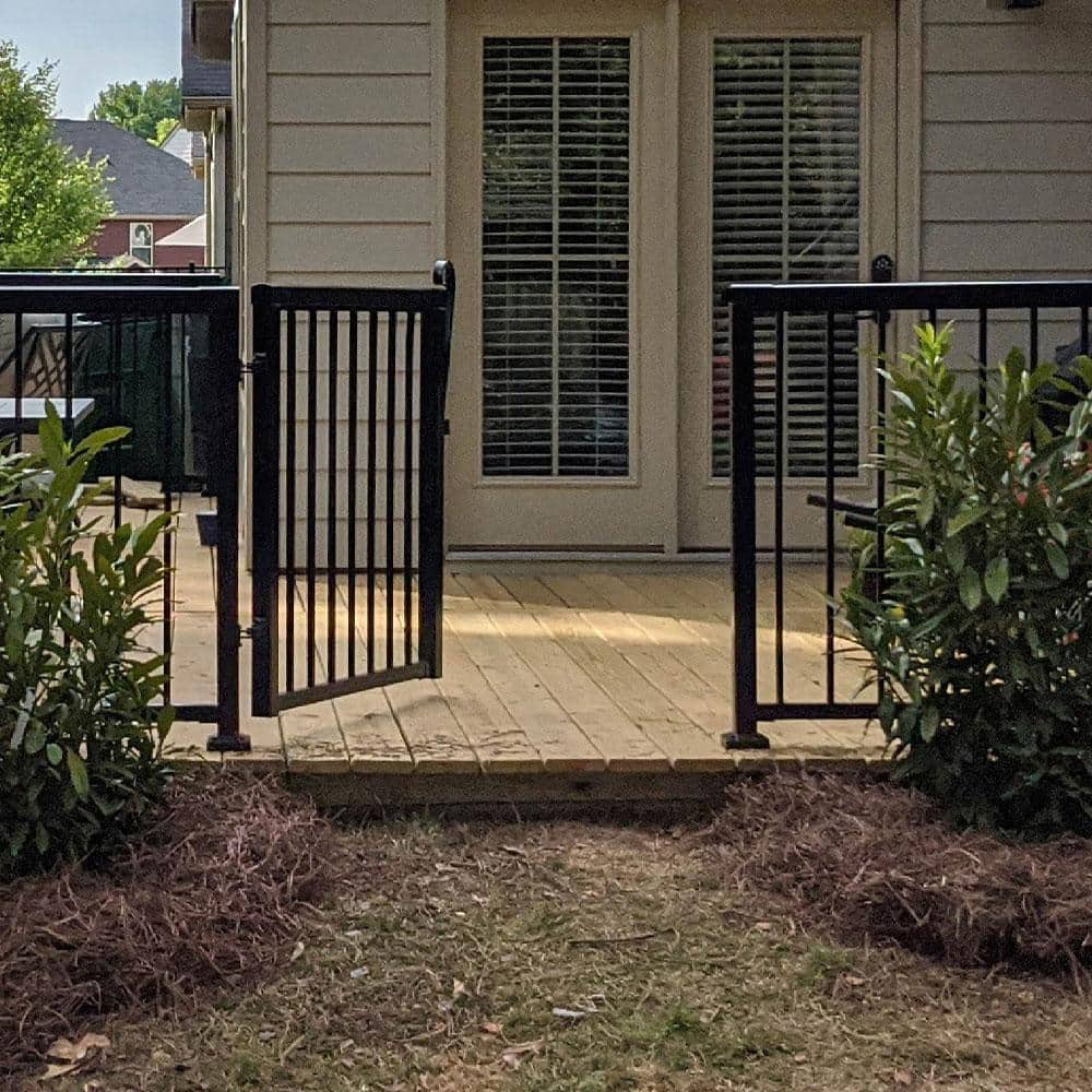 Peak Aluminum Railing 42 in. x 40 in. Black Aluminum Deck Railing Picket Gate