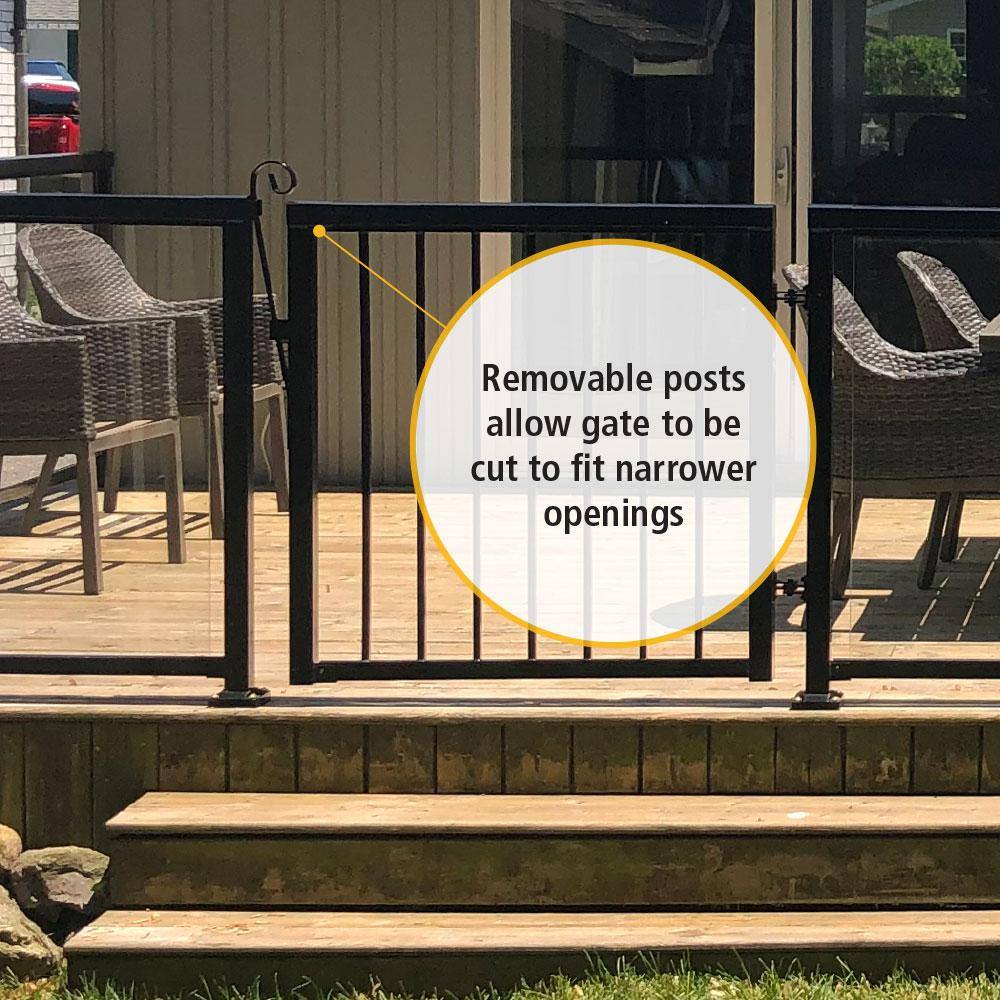 Peak Aluminum Railing 42 in. x 40 in. Black Aluminum Deck Railing Picket Gate