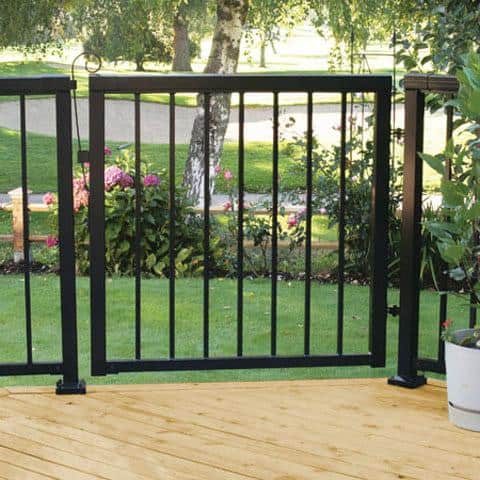 Peak Aluminum Railing 42 in. x 40 in. Black Aluminum Deck Railing Picket Gate